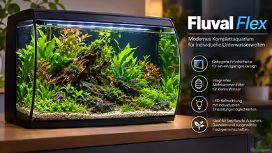 Fluval Flex – modernes Komplettaquarium mit gebogener Frontscheibe und integrierter Filtertechnik