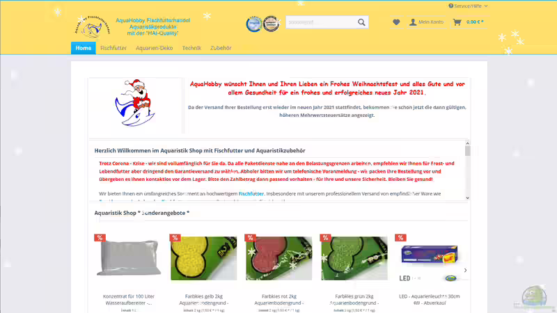 Screenshot von https://fischfutterhandel.de